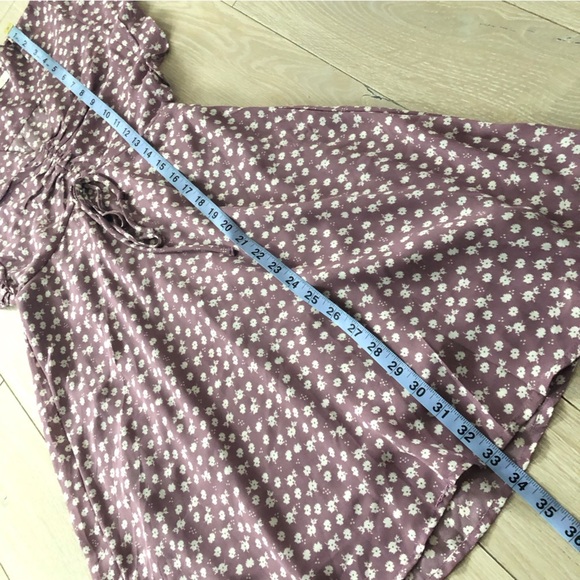 Monteau Los Angeles Mauve Floral V Neck Chiffon Dress Size S - Picture 7 of 14